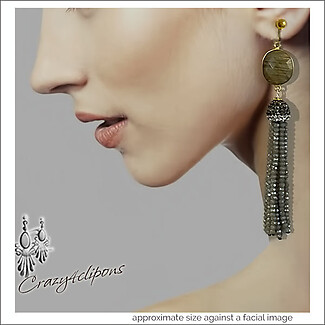 Dazzling Labradorite Beaded Tassel Earrings