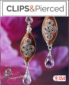 Copper and Amethyst Pierced & Clip Earrings