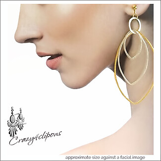 Diva! Extra Large Duo-Toned Hoop Earrings | Pierced or Clips