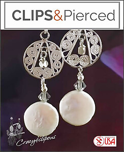Sterling Silver Filigree and Pearls |Pierced or Clips