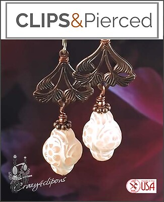Unique Eclectic Antique Copper ClipOn Earrings