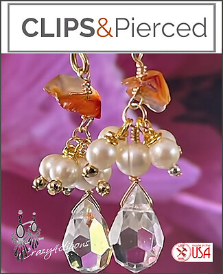 Boho Crystal and Pearls Earrings