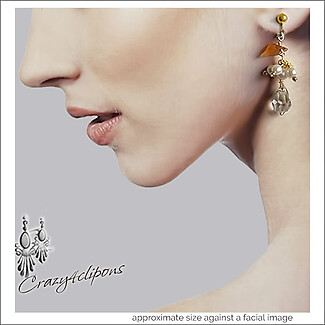 Dangling Boho Crystal & Pearl Clip Earrings