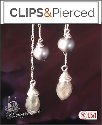 Sophisticated Pearls & Labradorite Clip Earrings