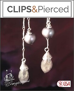 Sophisticated Pearls & Labradorite Clip Earrings