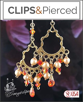 Stunningly Sparkling Earrings For Fiery Summer Nights. Clipon & Pierced