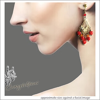 Valentines: Mini Red Hearts Chandelier Earrings | Pierced or Clips