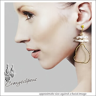 Dangling Pearls & Hoop Clip Earrings