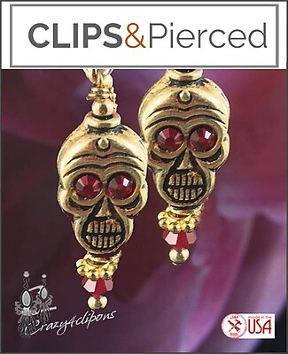 Temple of Doom Skull Earrings | Pierced or Clips
