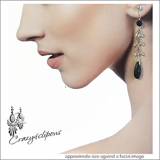 Zirconia Elegant Dangling Crystal Clip On Earrings