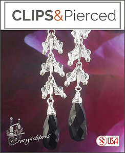 Zirconia Elegant Dangling Crystal Clip On Earrings