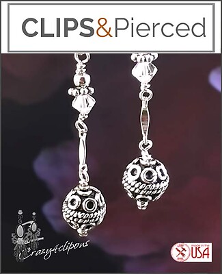Sterling Silver Dangling Earrings | Pierced or Clips