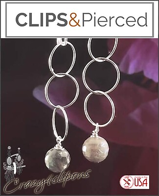 Elegant Labradorite Dangling Earrings | Pierced or Clips