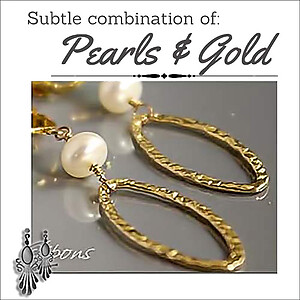 Gold Filled Oval Hoop w/ Pearls Earrings | Pierced or Clips