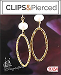 Gold Filled Oval Hoop w/ Pearls Clip Earrings