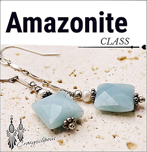 Amazonite, Pearls & Silver Clip On Earrings
