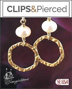 Pearls and Gold Filled Hoops Clip On Earrings