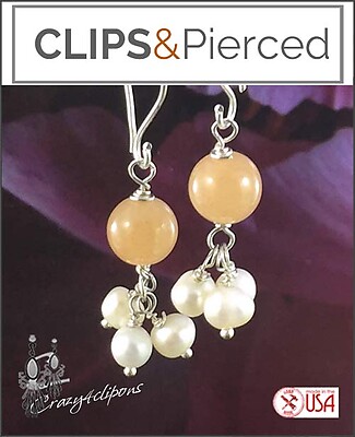 Pretty Peachy Dangling Earrings | Pierced or Clips