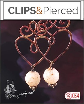 Romantic Artisan Antique Copper Hearts | Pierced or Clips
