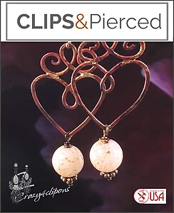 Artisan Antique Copper Hearts Clip Earrings