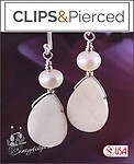 White Mother of Pearl Earrings Clip On Earrings