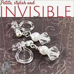 Petite Swarovski Crystal and Pearls invisible clip earrings