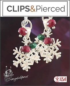 Christmas Snowflake Clip On Earrings