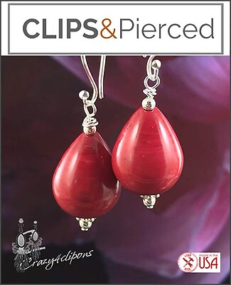 Bloody Mary Red Teardrop Earrings | Pierced or Clips