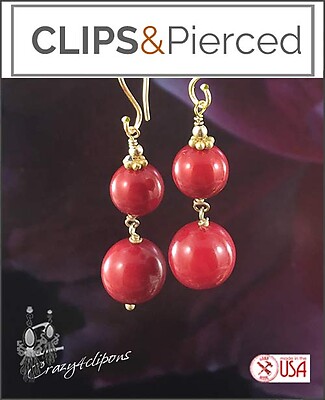 Classic Red Baubles Earrings | Pierced or Clips