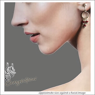 Petite Hoop Clip Earrings w/ Rubies