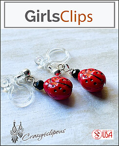 Ladybugs Clip Earrings for Girls