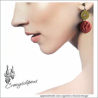 Eclectic & Dramatic Fire Red Dragon Earrings | Pierced or Clips
