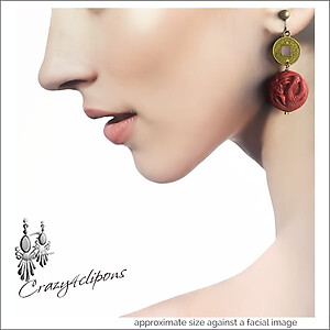 Eclectic & Dramatic Fire Red Dragon Clip On Earrings