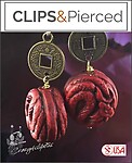 Eclectic & Dramatic Fire Red Dragon Clip On Earrings