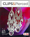 Sterling Silver Filigree with Crystals Clip Earrings
