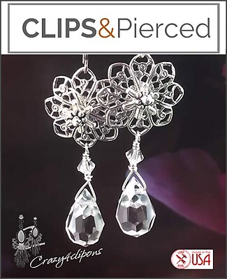 Flor de Plata Filigree Crystal Earrings | Pierced or Clips