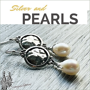 Hammered Sterling Silver & Pearls Clip On Earrings