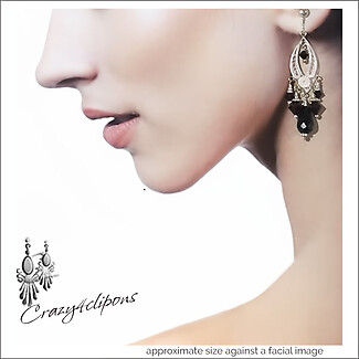 Sterling Silver Filigree Luxury Black Onyx Earrings | Pierced or Clips