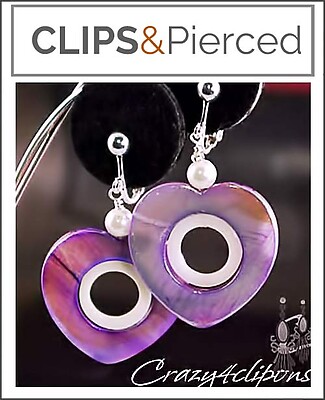 Purple Hearts. Teens Earrings | Pierced or Clips