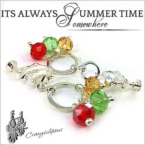 Colorful Summer Carnival Clip On Earrings