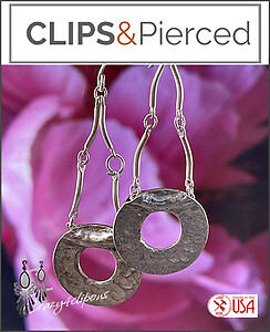 Sterling Silver Dangling Hoops Clip Earrings