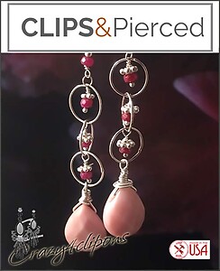 Pink Opal Peruvian Earrings | Pierced or Clips