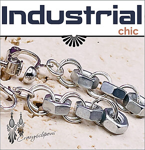 Eclectic Nuts and Bolts Clip Earrings. Available as Pierced too!