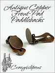 Clip Earrings Findings: Copper Front Pad Paddle-Back Parts