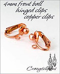 Clip Earrings Findings: Copper 4mm Front Ball