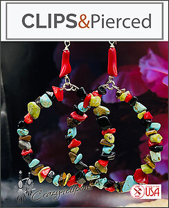 Chic and Colorful Large Hoop Earrings: Pierced & Clipons