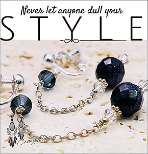 Glam Up Your Looks. Blue Goldstone & Silver Long Clip Earrings