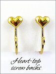 Clip Earrings Findings: Screw w/Fancy Hearts