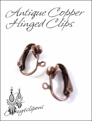 Clip Earrings Findings: Antique Copper Hinged