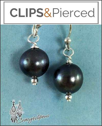 Pierced & Clip Earrings: Gray Clips earrings | fresh water pearls